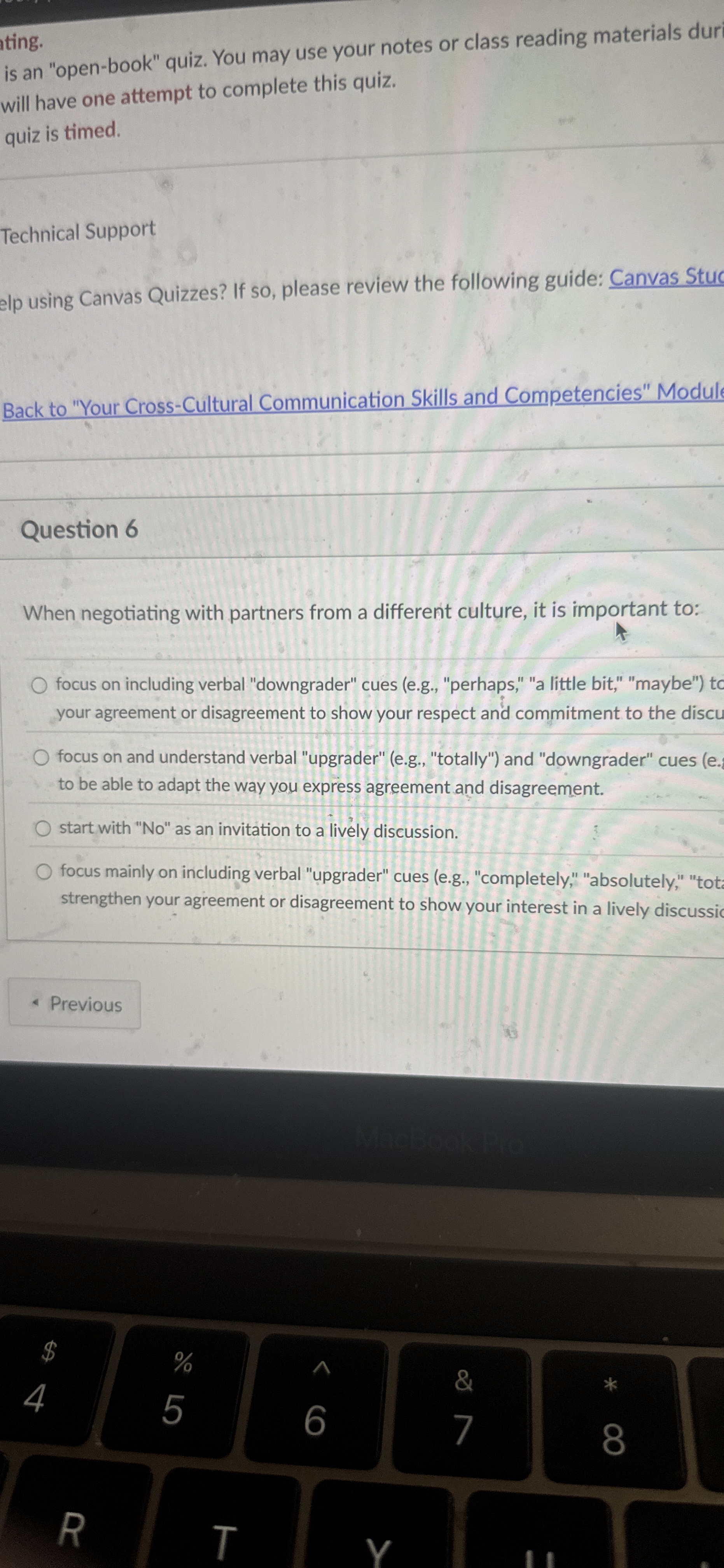  Question 6 When negotiating with partners from a different culture, it