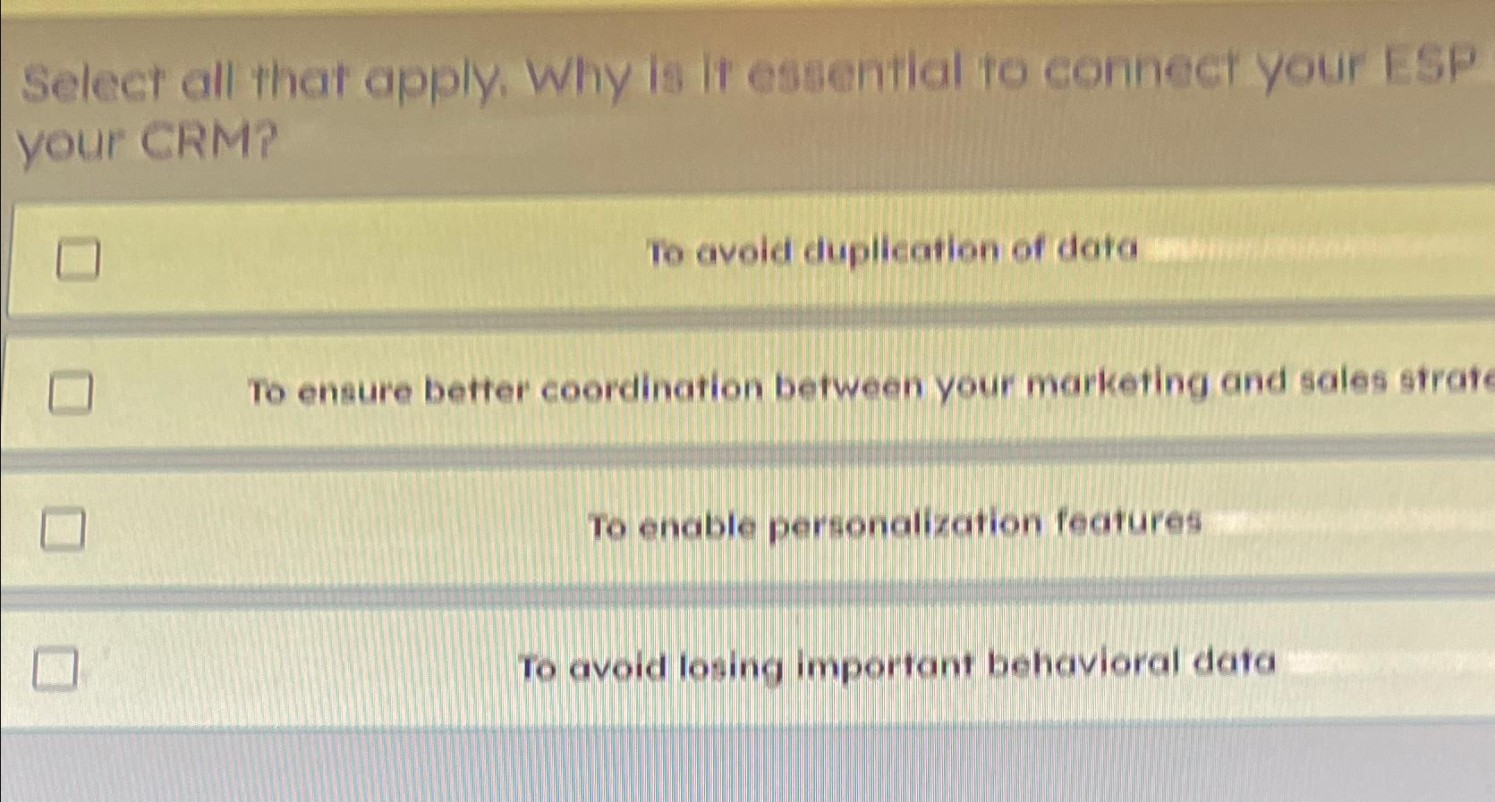  Select all that apply. Why is it essential to connect your