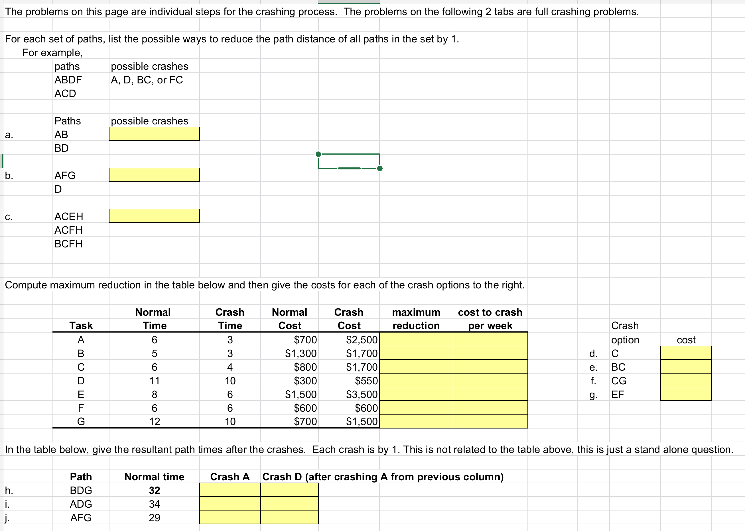  The problems on this page are individual steps for the crashing