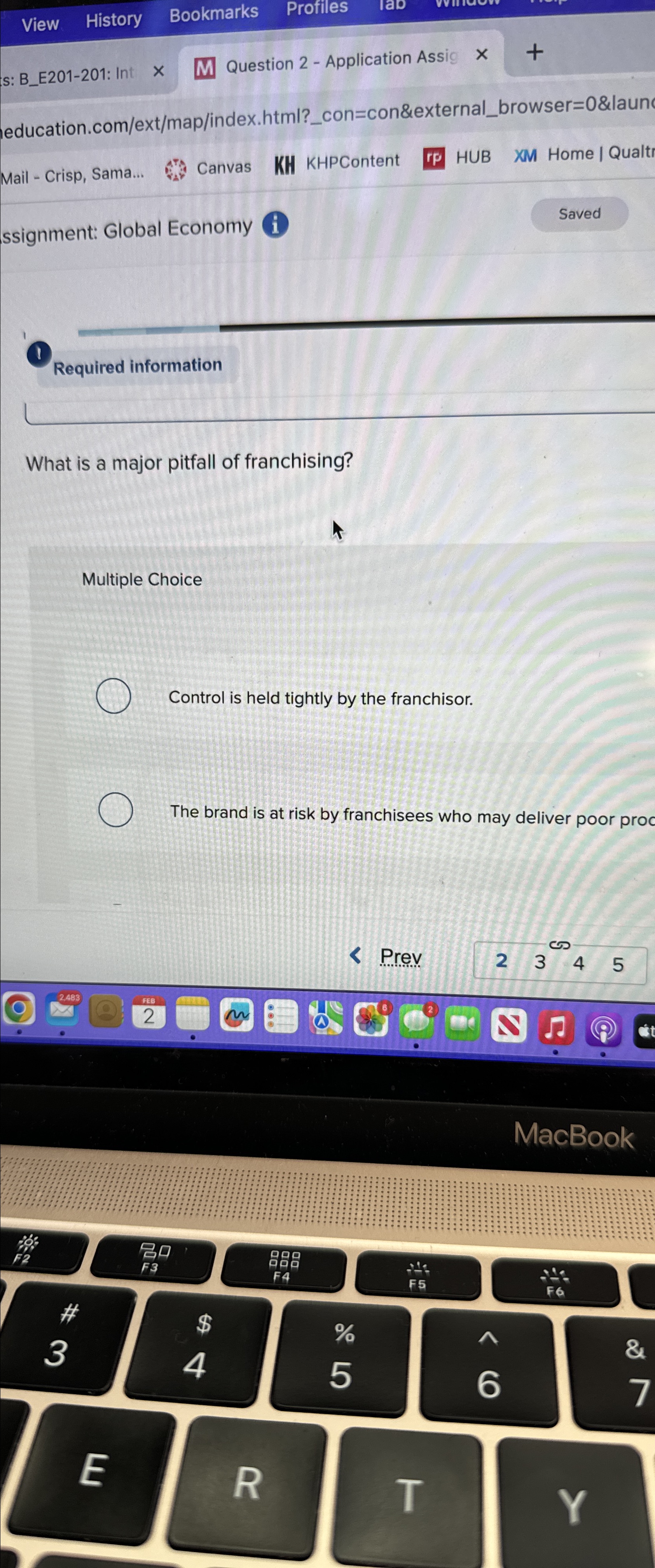  s: B_E201-201: Int M Question 2- Application Assig education.com/ext/map/index.html?_con=con&external_browser=0&laun Mail -