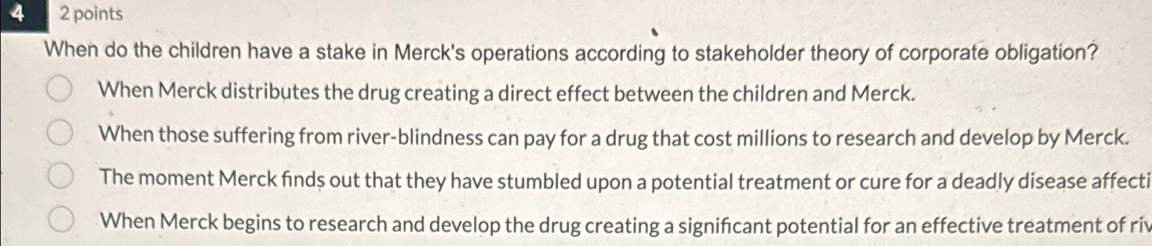  42 points When do the children have a stake in Merck's