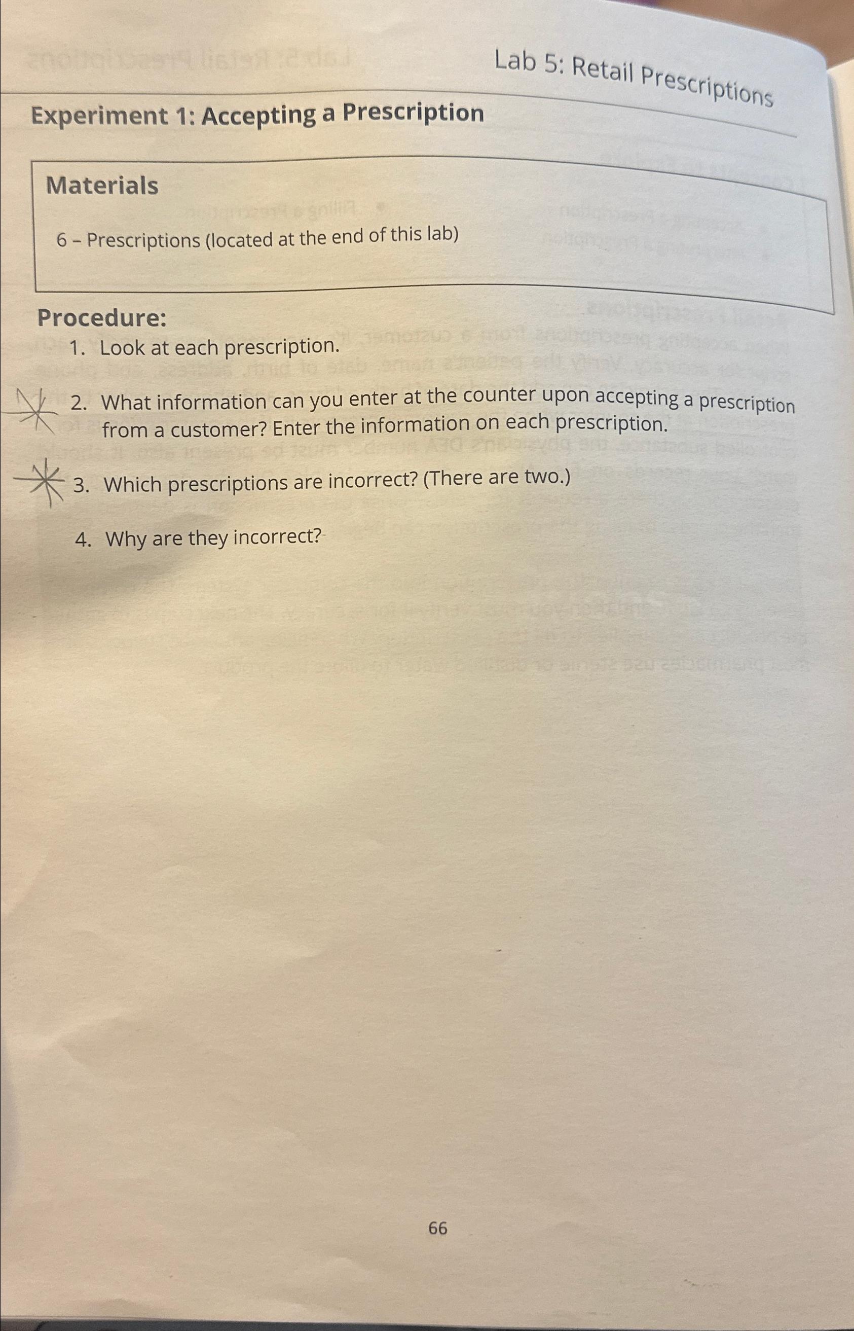  Lab 5: Retail Prescriptions Experiment 1: Accepting a Prescription Materials 6-