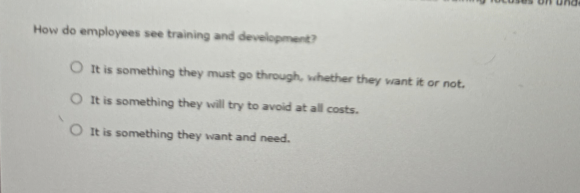  How do employees see training and development? It is something they