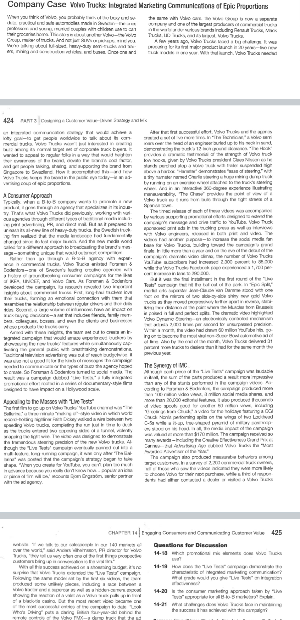  1. Which promotional mix elements does Volvo Trucks use?2. How does