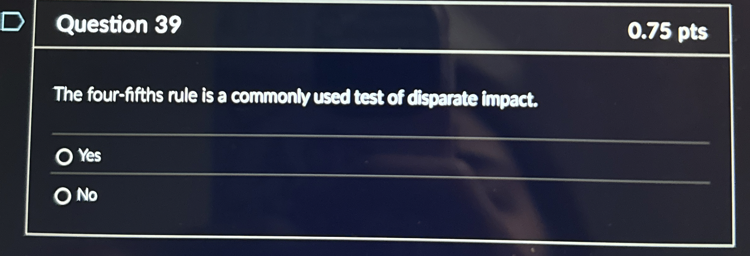  Question 39 The four-fifths rule is a commonly used test of