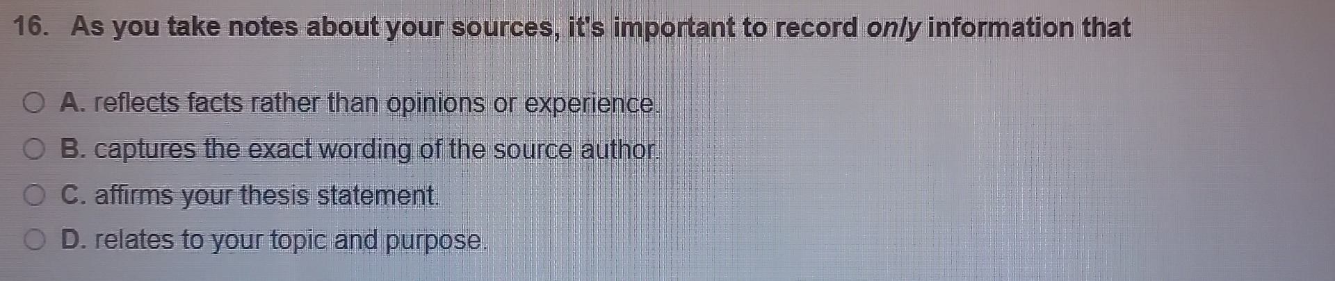  As you take notes about your sources, it's important to record