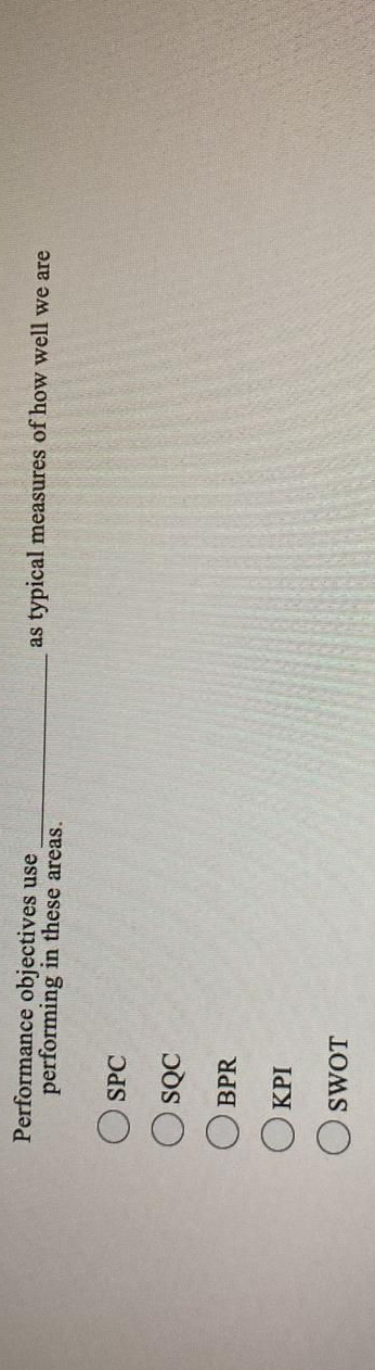  Performance objectives use performing in these areas. as typical measures of