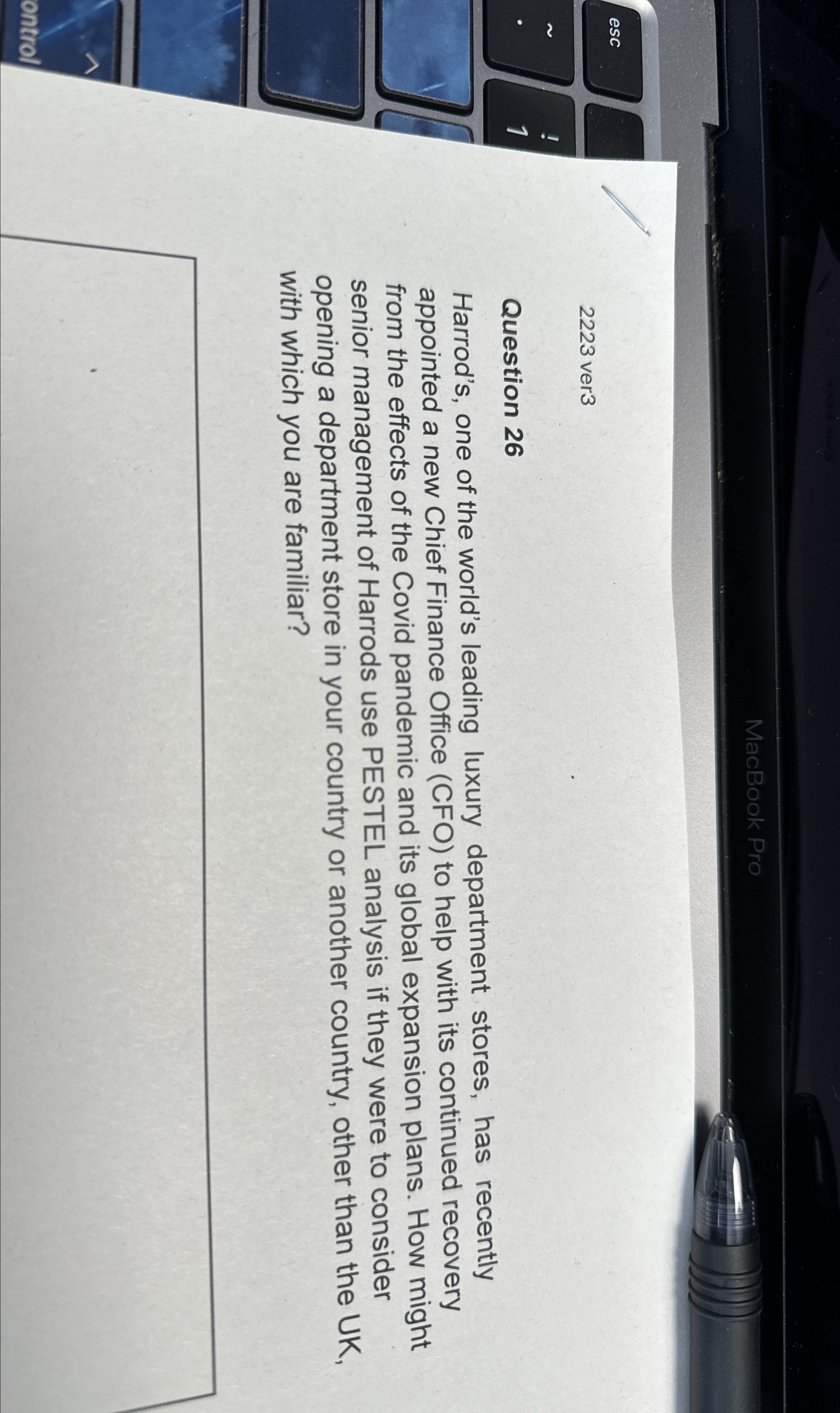  MacBook Pro 2223 ver3 Question 26 Harrod's, one of the world's