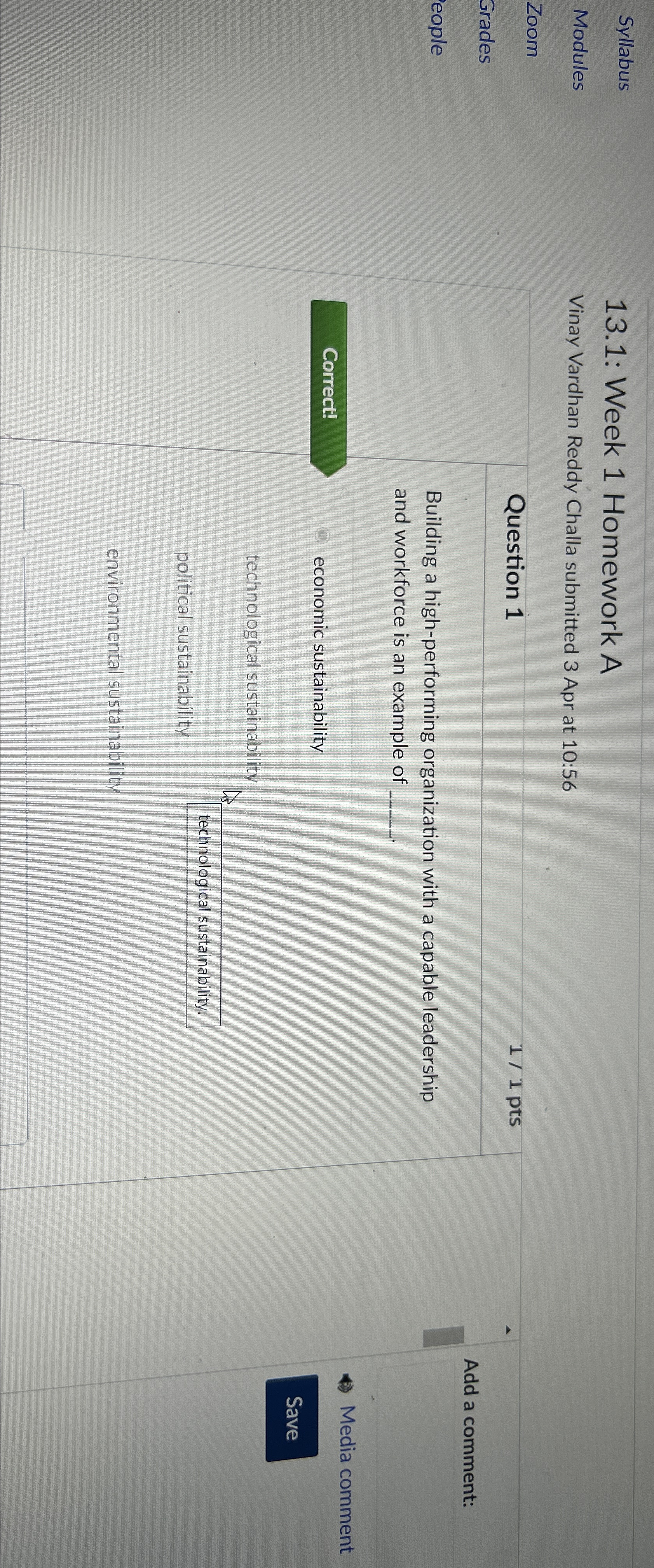  Syllabus Modules Zoom Grades eople 13.1: Week 1 Homework A Vinay
