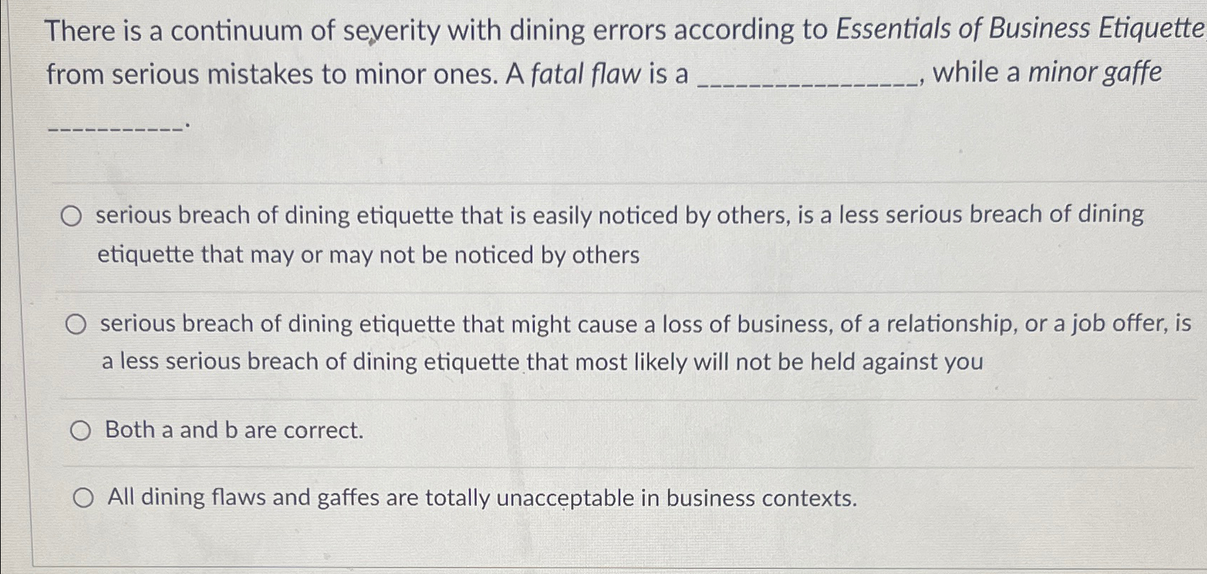  There is a continuum of severity with dining errors according to