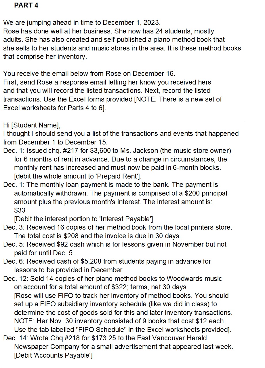 PART 4 Journalized all the transactions, post to general ledger and prepare