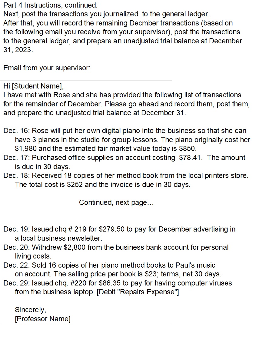 unadjusted trial balance at December 31.Note: Last picture is the balance forwarded
