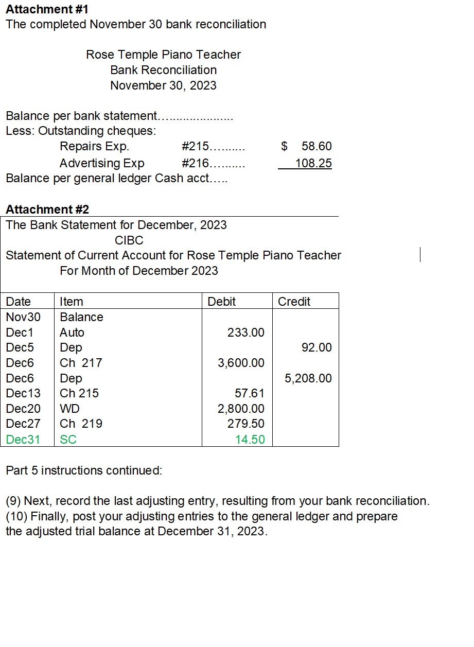 using the Part 5 information.Next, record the last adjusting entry, resulting from