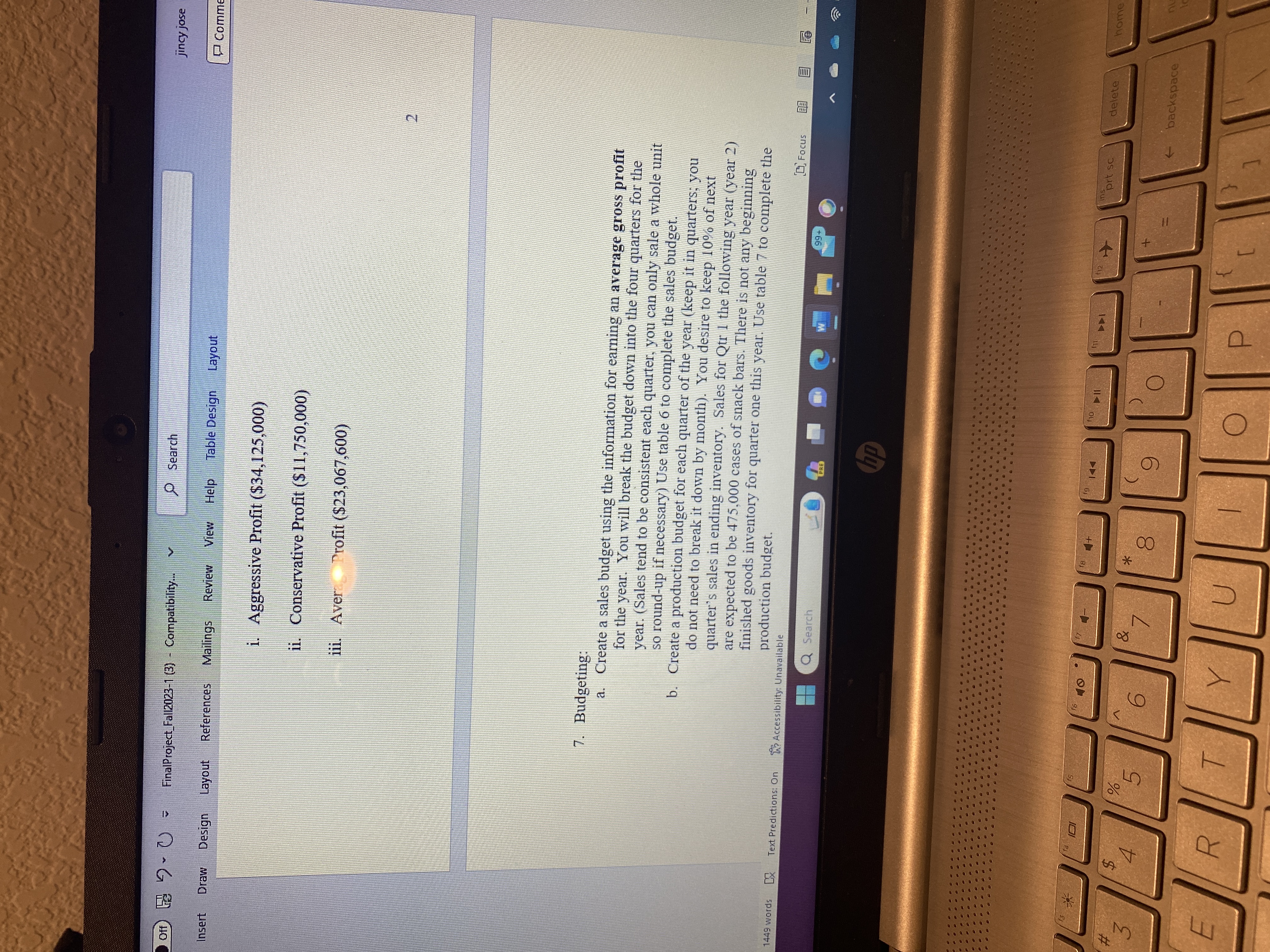 Layout References Mailings Review View Help Table Design Layout 9. Annuar estimated