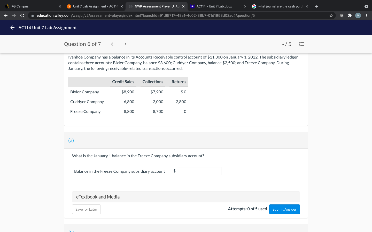 Unit 7 Lab Assignment Question 5 of 7 - 15 3 (b)