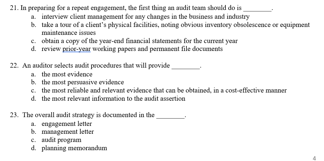 21. In preparing for a repeat engagement, the first thing an