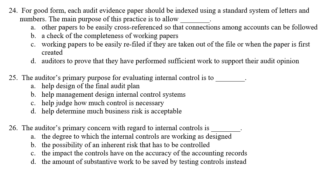 audit team should do is a. interview client management for any changes