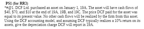  PS1 (for RR3) *#@1. DCF Ltd. purchased an asset on January