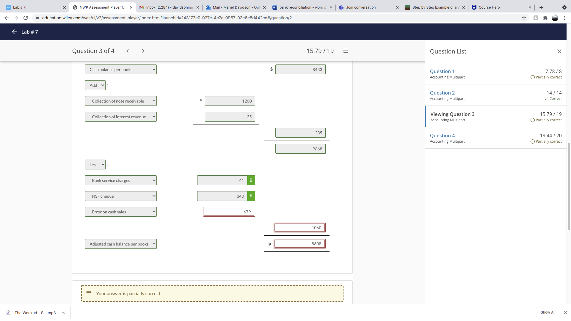 - Out x w bank reconciliation - word p x i Join