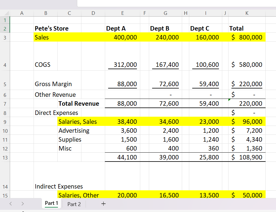 PART 1: A B C D E F G H K 2