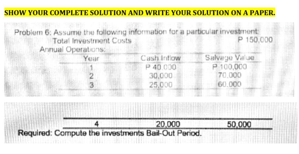  SHOW YOUR COMPLETE SOLUTION AND WRITE YOUR SOLUTION ON A PAPER.