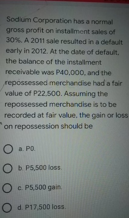 during the wra 1 950 000 What amount of gross profit should