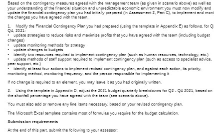 Based on the contingency measures agreed with the management team (as