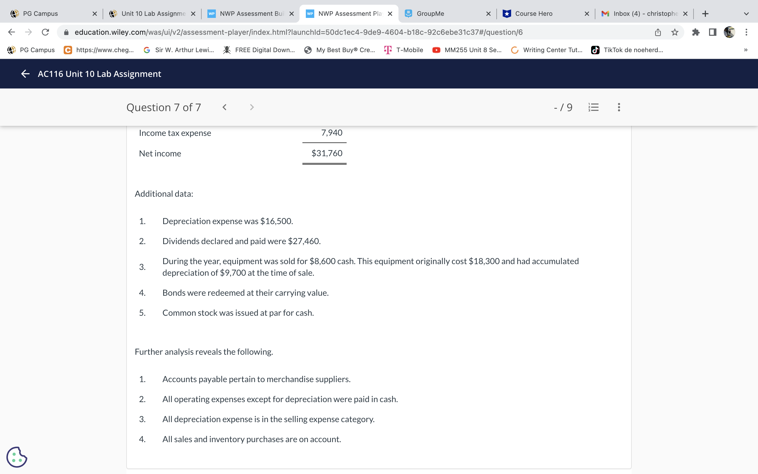 x M Inbox (4) - christophe x + C education.wiley.com/was/ui/v2/assessment-player/index.html?launchld=50dclec4-9de9-4604-b18c-92c6ebe31c37#/question/6 PG Campus