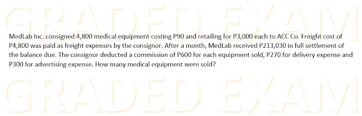 How to solve thse problems4. MedLab Inc. consigned 4,800 medical equipment costing