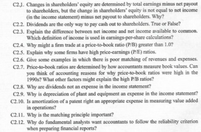 C2.J. Changes in shareholders' equity are determined by total earnings minus