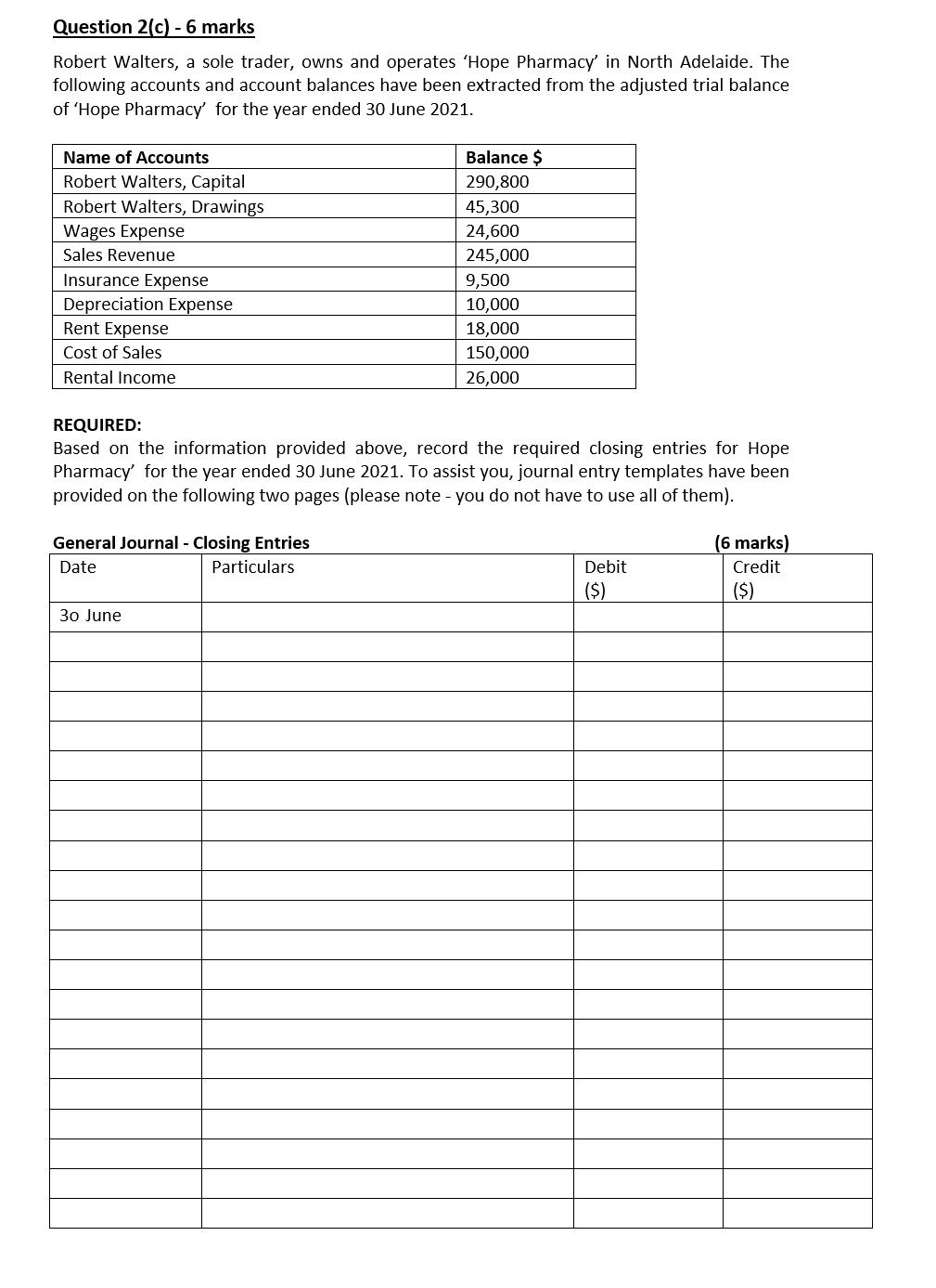 Hi there, could i please help with creating a closing entry. Thank