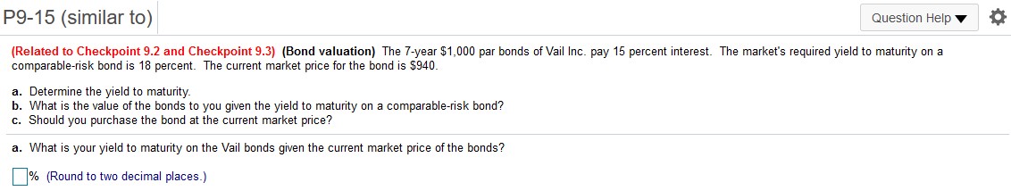 \\\\\Each Problem Has Multiple Questions///// P945 (similar t0) Question HelpV '1 {Related