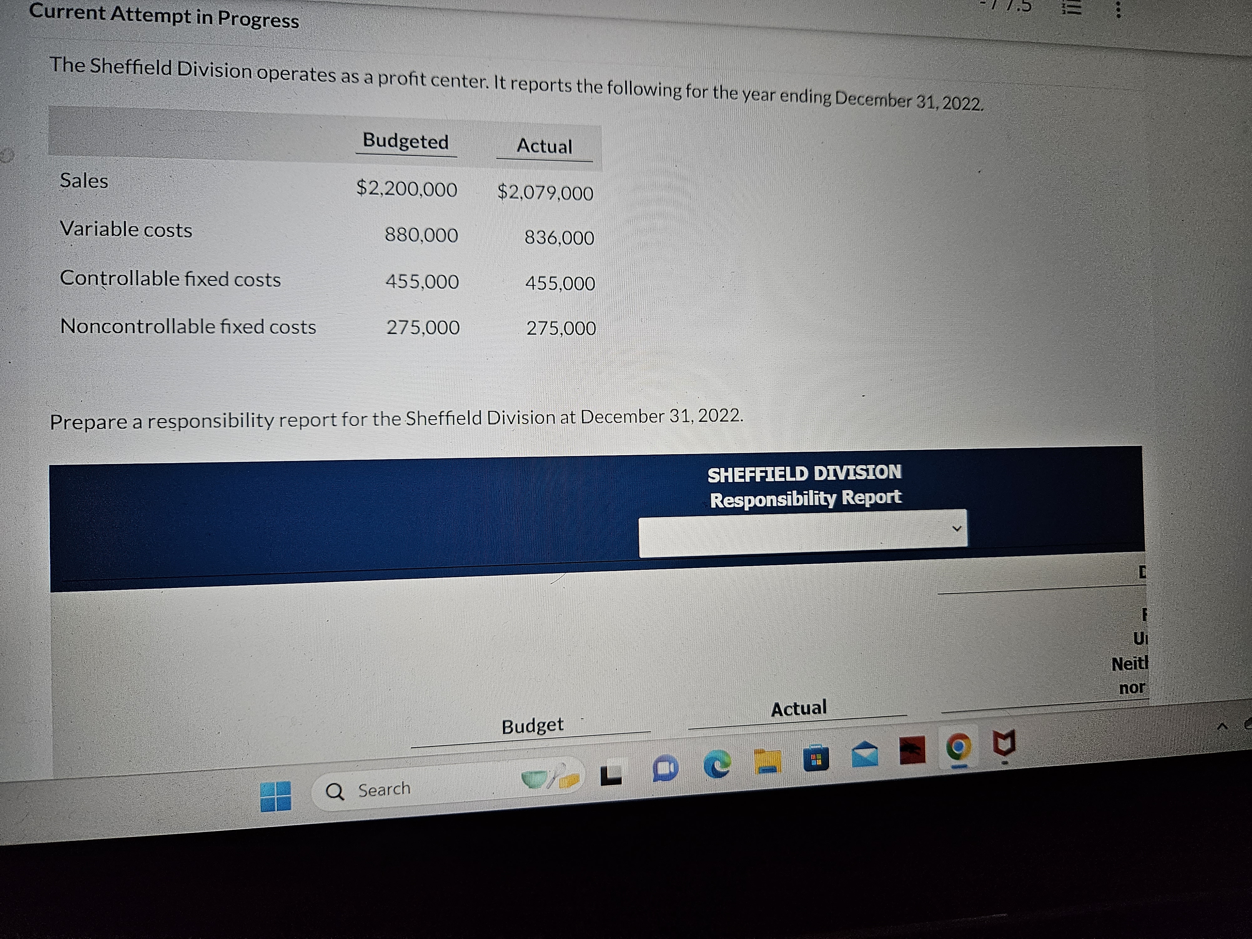  Current Attempt in Progress The Sheffield Division operates as a profit
