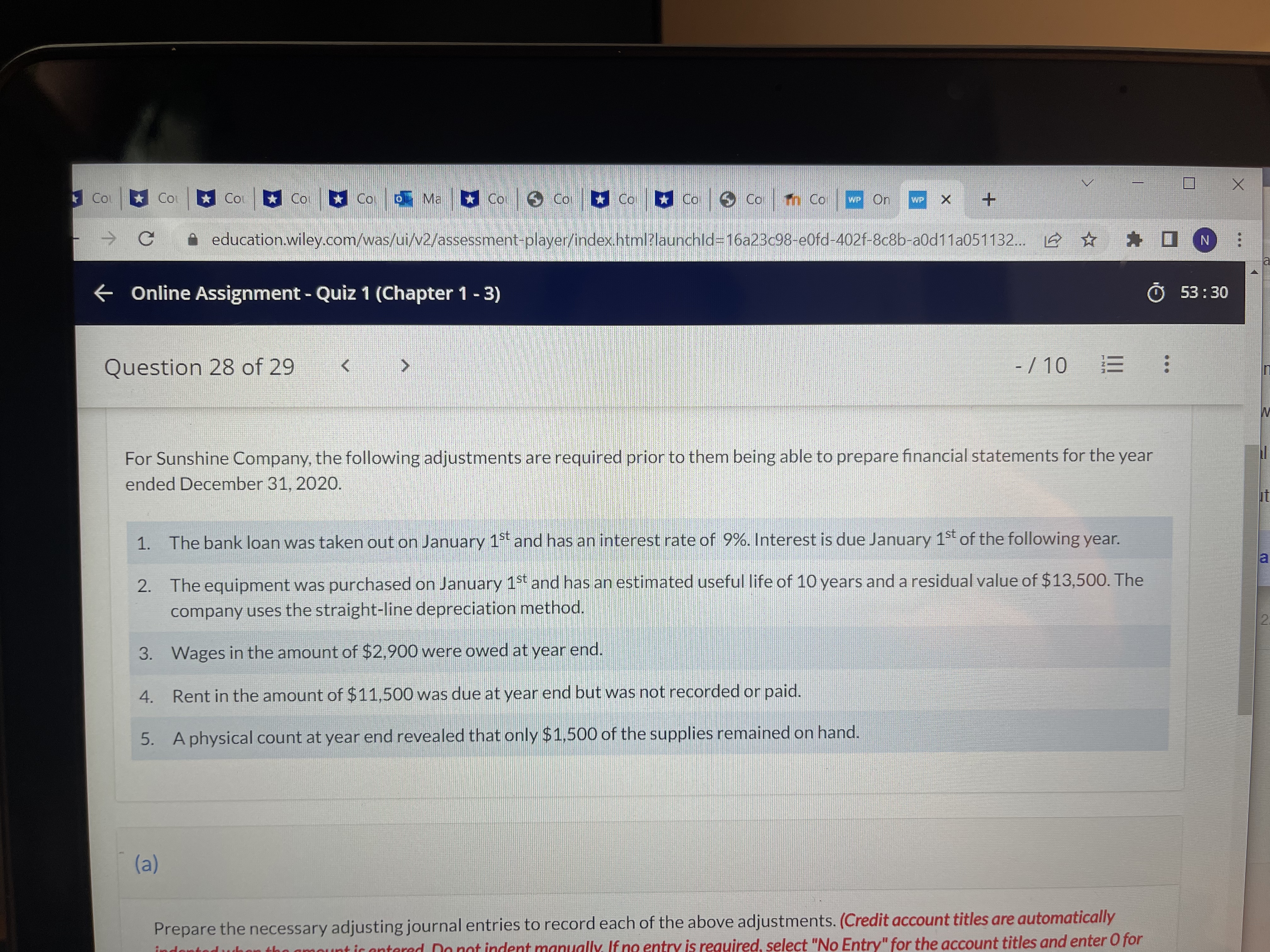 C education.wiley.com/was/ui/v2/assessment-player/index.html?launchld=16a23c98-eOfd-402f-8c8b-a0d112051132... [ * * IN Online Assignment - Quiz 1 (Chapter