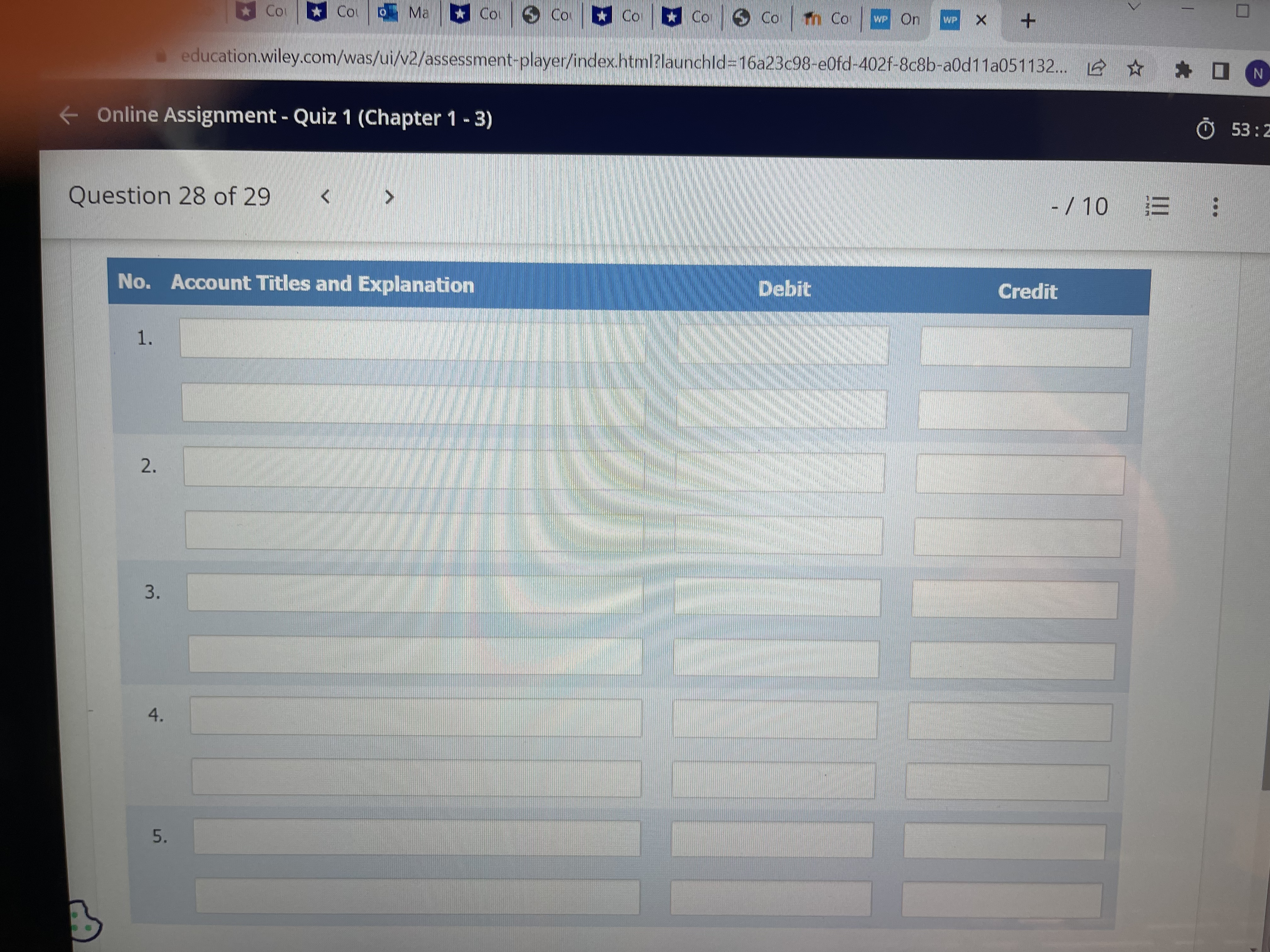 1 - 3) 53 : 3 Question 28 of 29 / 10