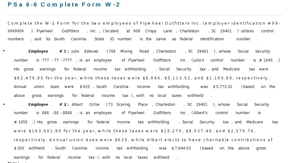  PSa 6-6 Complete Form W -2 Complete the W-2 Form for