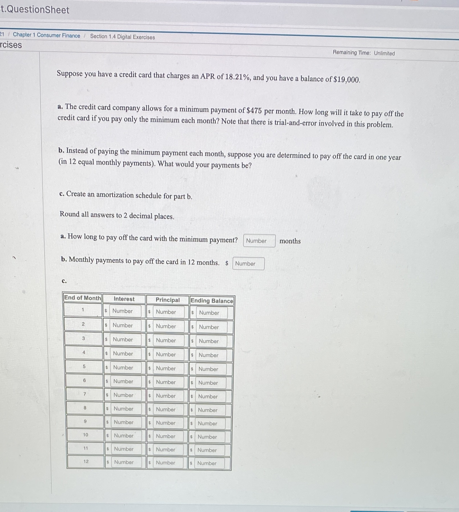 What formulas do I use for a,b,c . & can you show