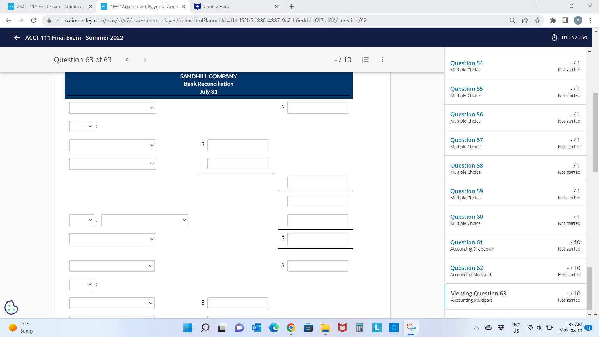 Assessment Player UI Appli X Course Hero X + V X >