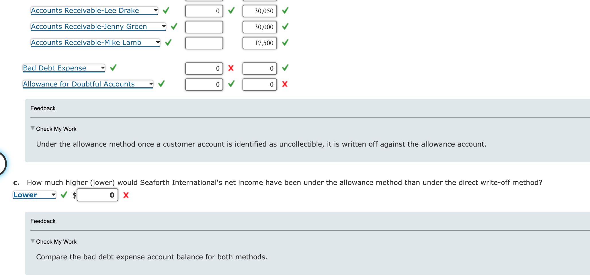 the year ending December 31: Customer Amount Kim Abel $24,000 Lee Drake