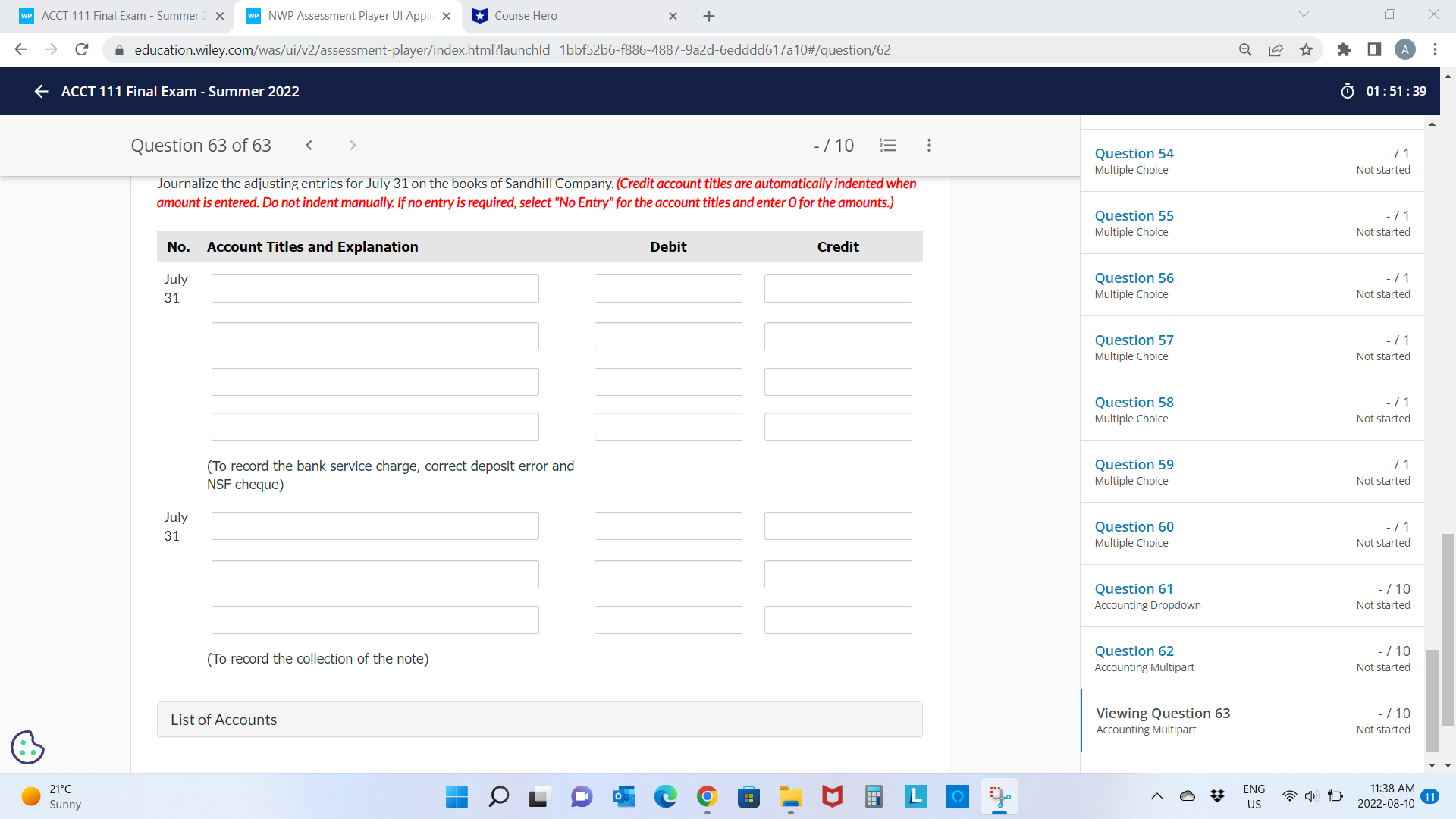 01 : 53 : 14 Question 63 of 63 C a education.wiley.com/was/ui/v2/assessment-player/index.html?launchld=1bbf52b6-f886-4887-9a2d-6edddd617a10#/question/62