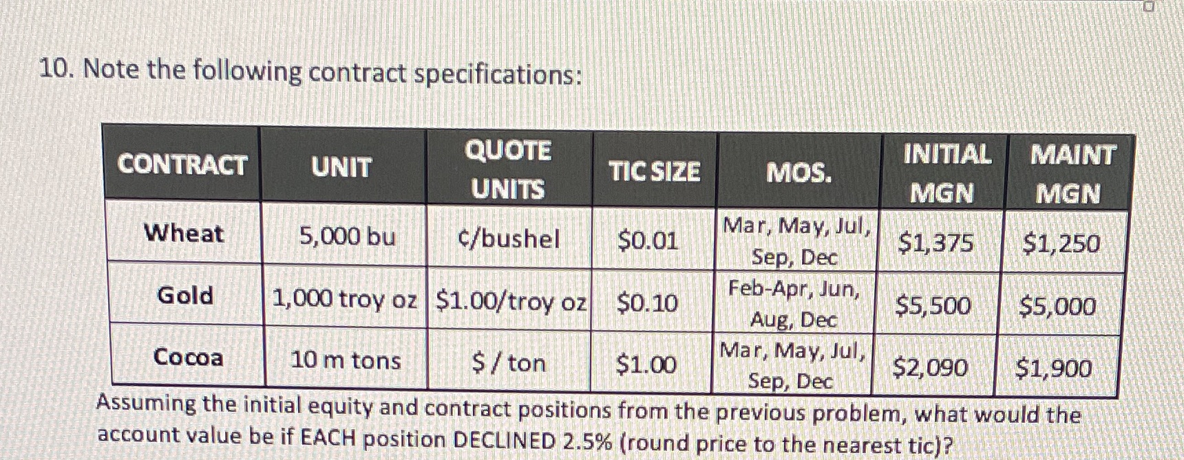 Explain please 10. Note the following contract specifications: QUOTE INITIAL MAINT CONTRACT