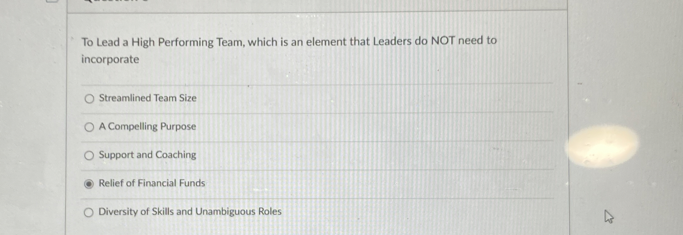  To Lead a High Performing Team, which is an element that