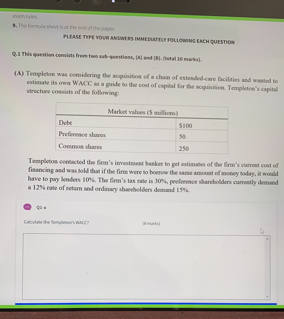 please have a look exam rules. 9. The formula sheet is at