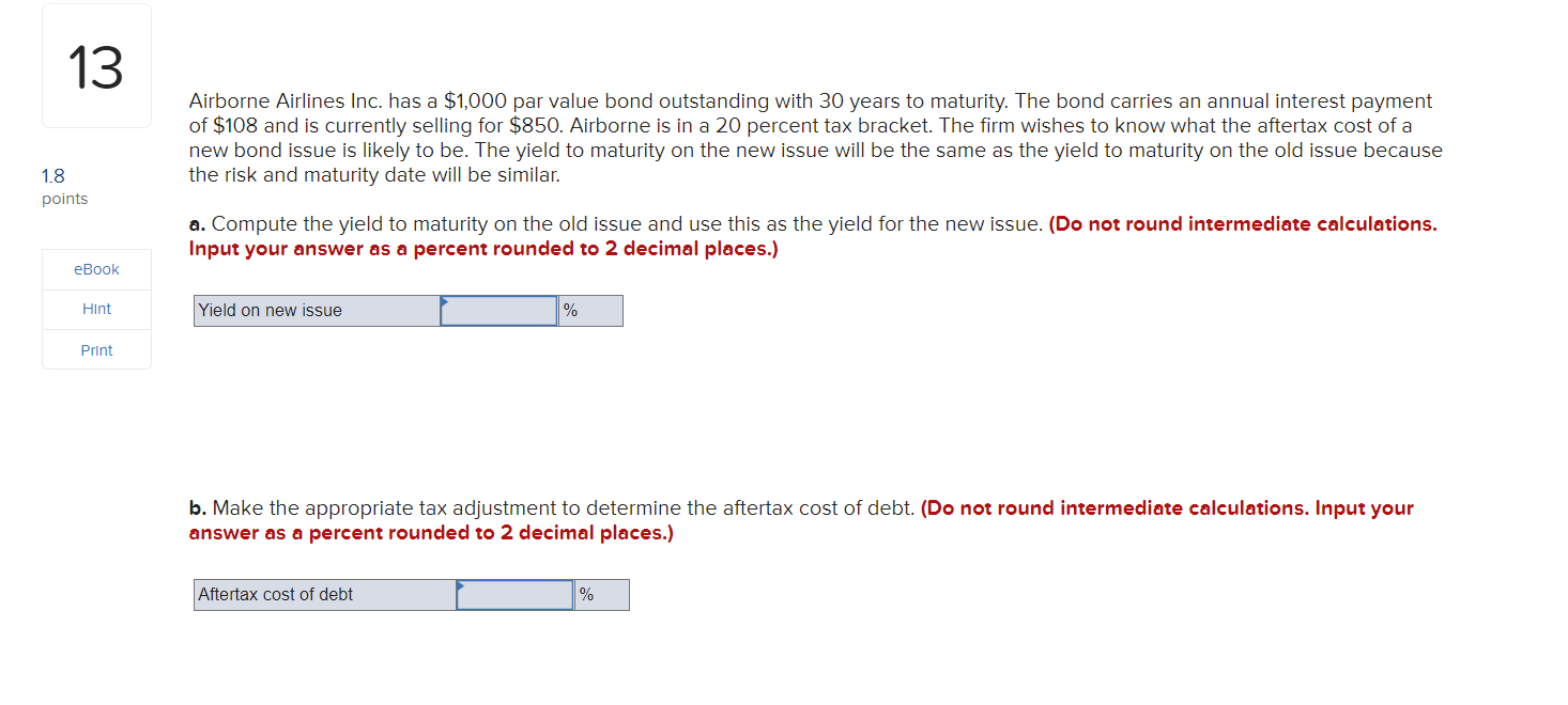percent with debt. Later in the year, the rm turns down an