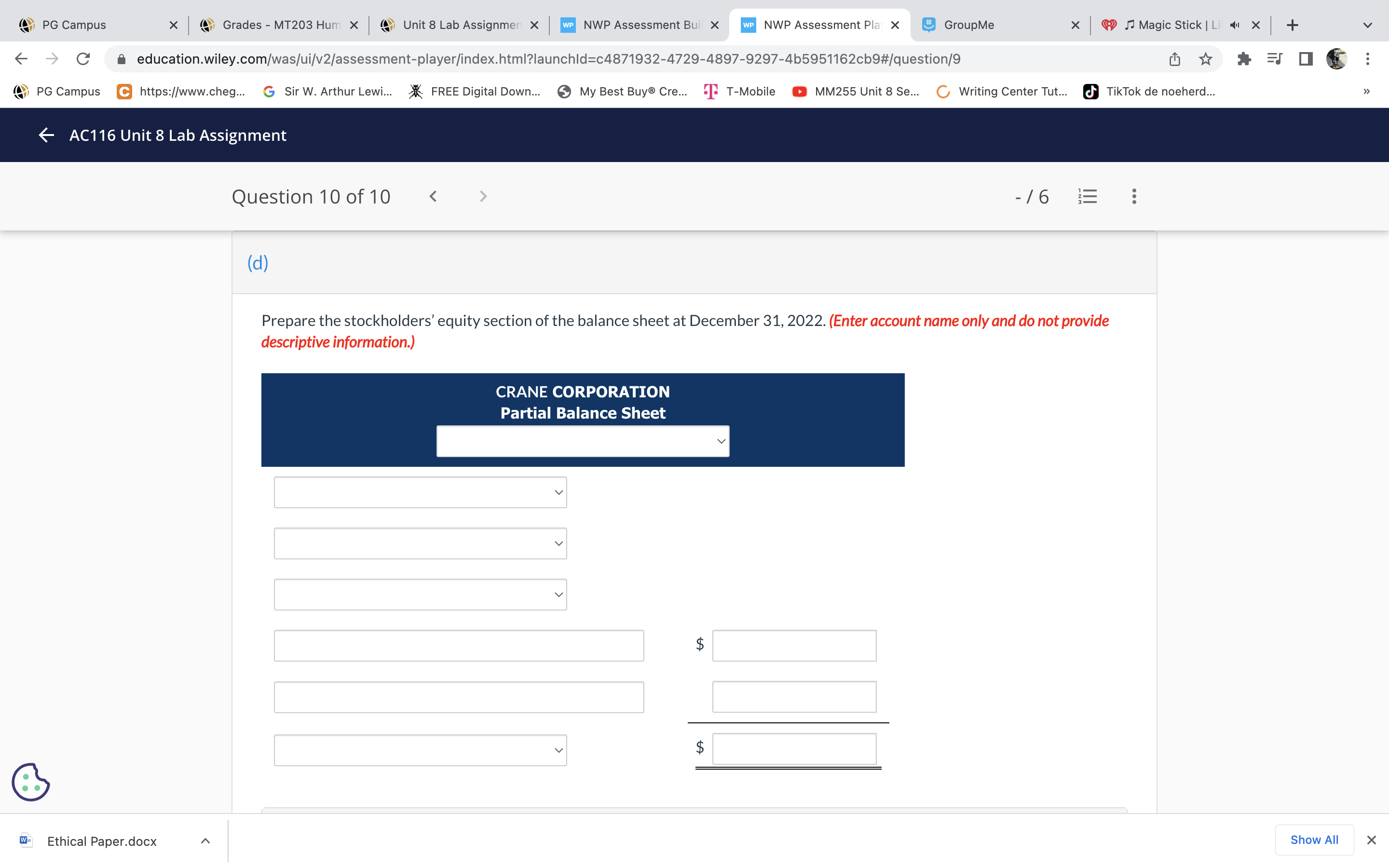 Down.. My Best Buy@ Cre... T. T-Mobile MM255 Unit 8 Se... Writing