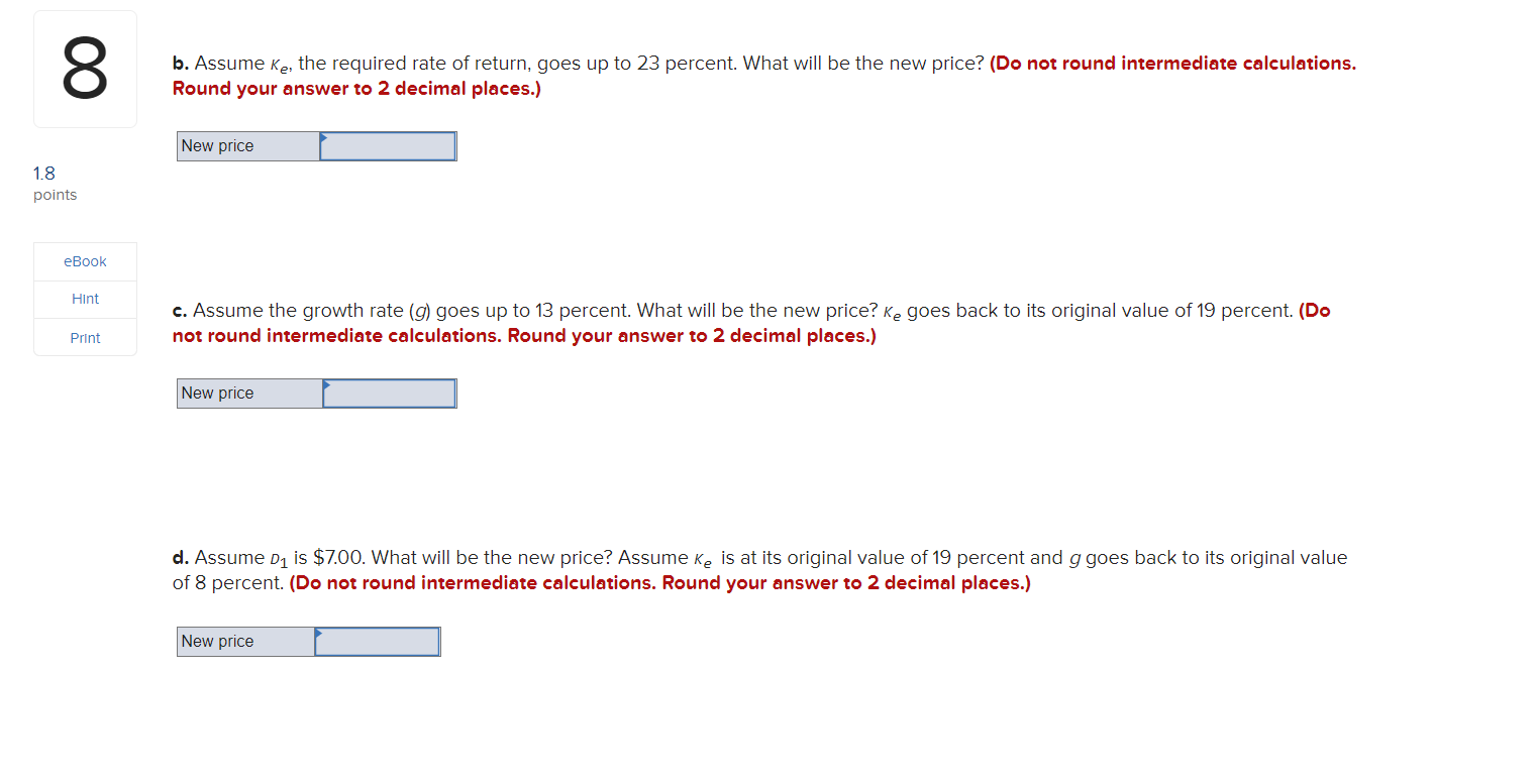 Print Assume that because the new debt will be issued at par,