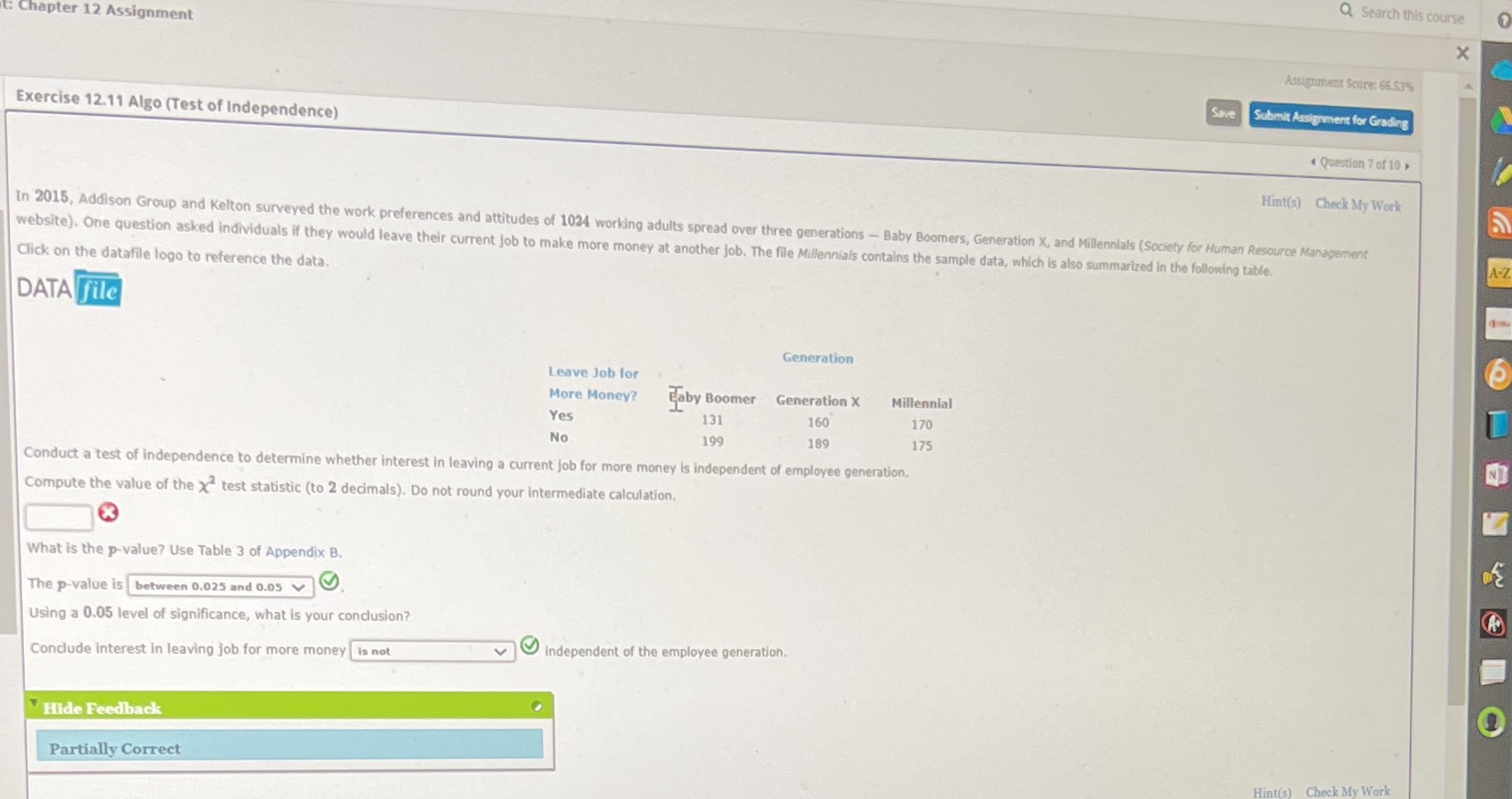  Q Search this course t: Chapter 12 Assignment X Assignment Score: