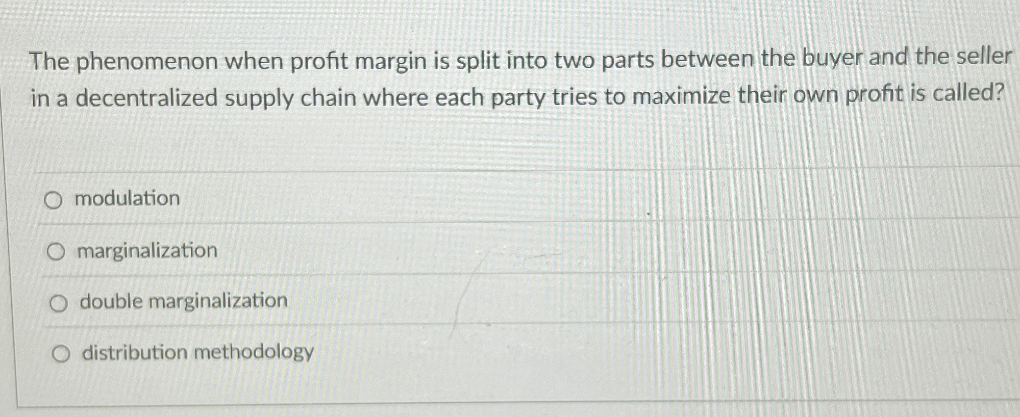  The phenomenon when profit margin is split into two parts between