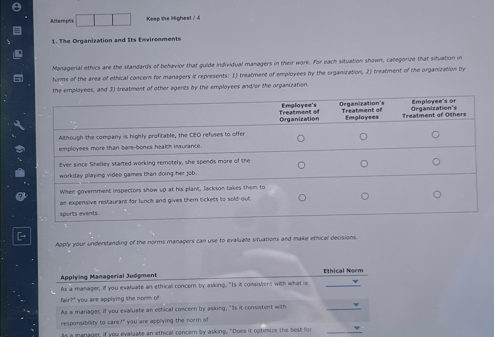  Attempts Keep the Highest /4 The Organization and Its Environments the