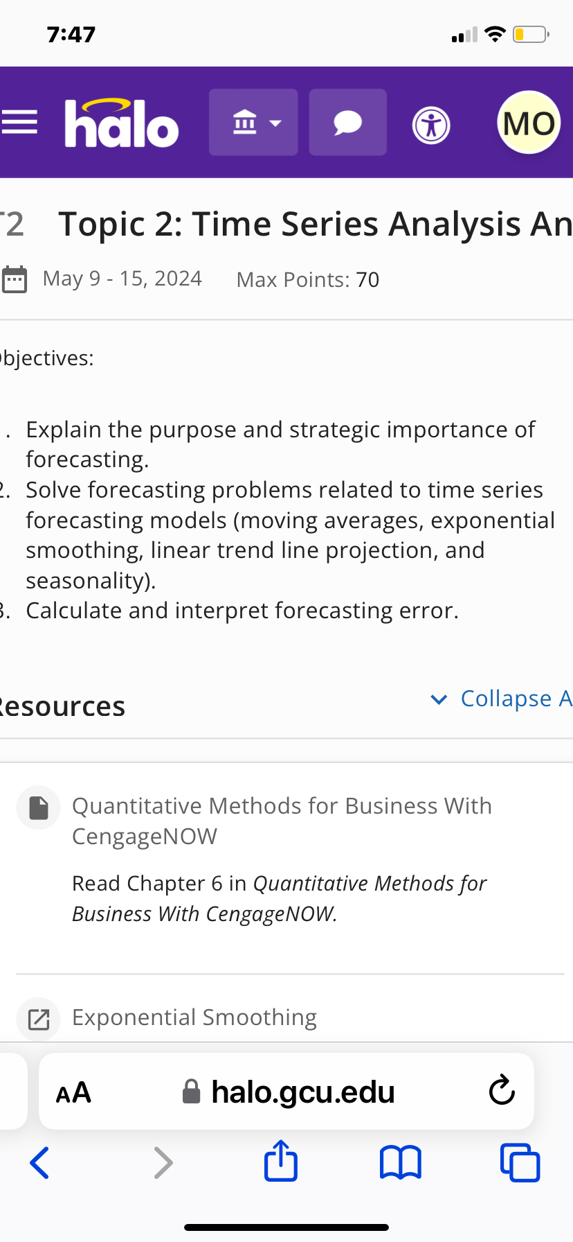 7:47 . 2 Topic 2: Time Series Analysis An May 9-15,2024